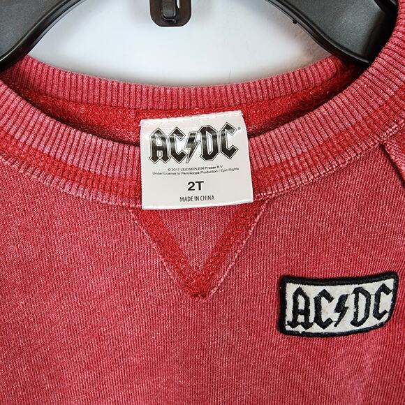 AC/DC Sweatshirt Toddler Size 2T Red Long Sleeve Patch Logos Rock Punk Band - Picture 3 of 4
